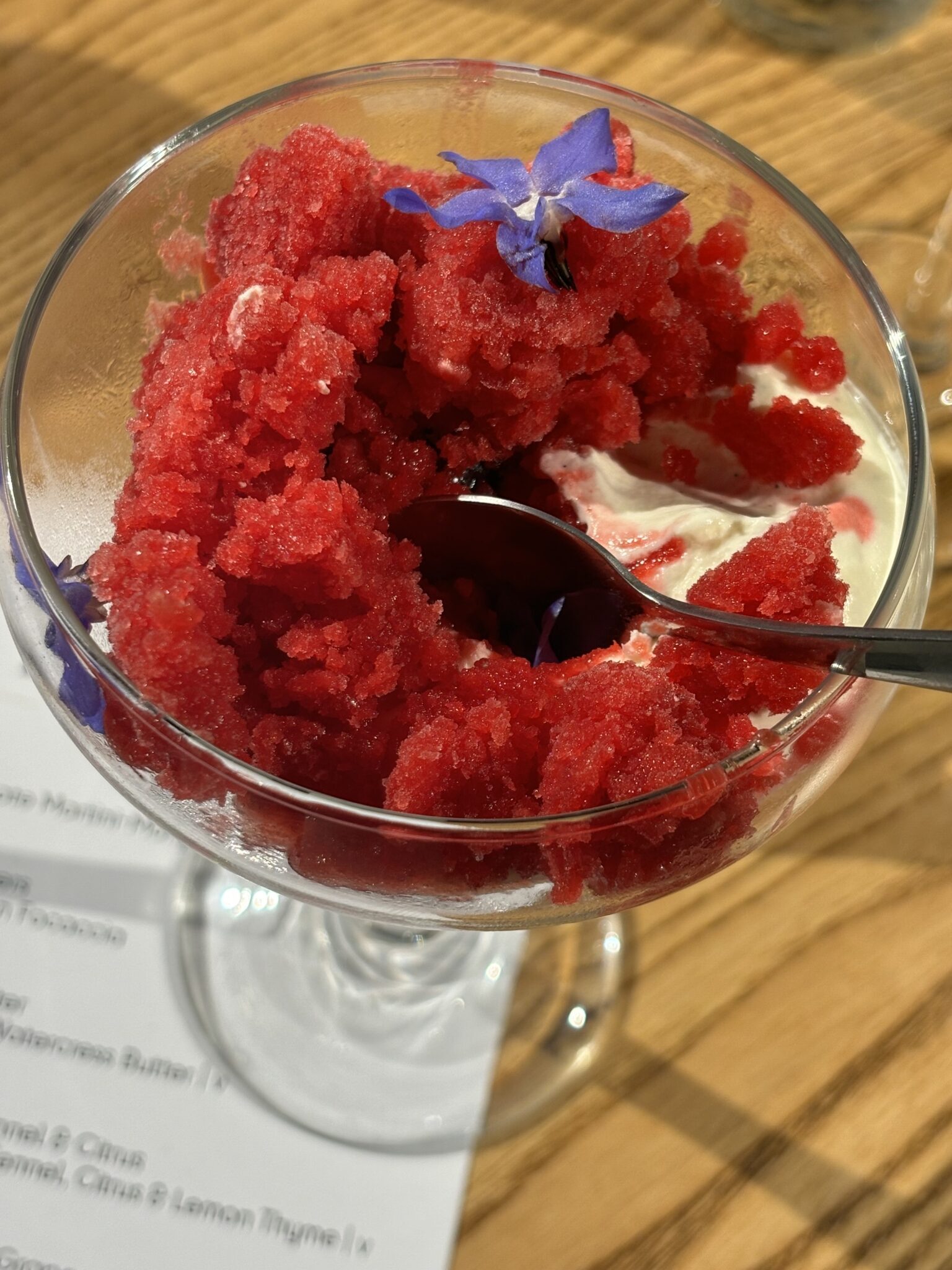 Cherry and watermelon granita at KINO, Leeds, a year ago...